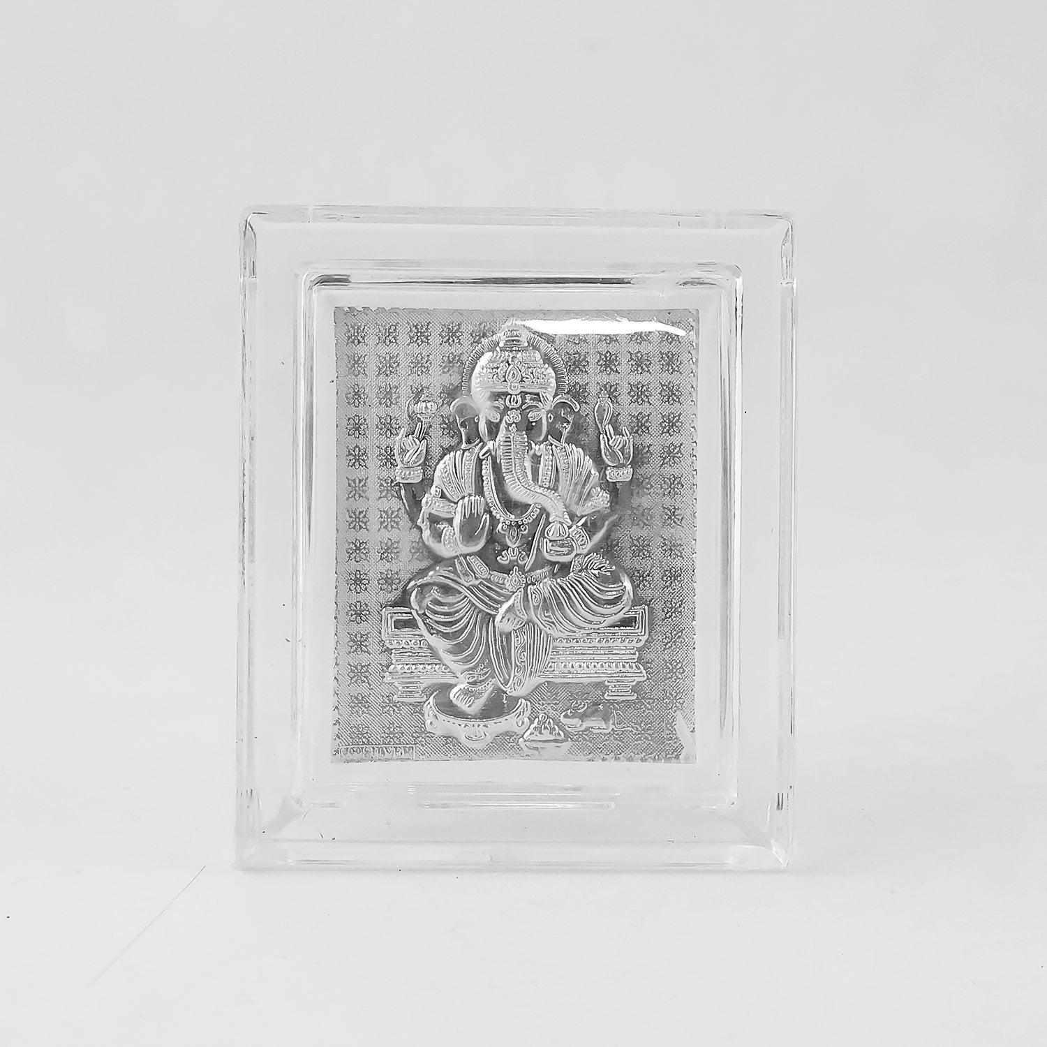 Embossed Silver-Plated Lord Ganesha Photo Frame  (1 Pc) Embossed Silver-Plated Lord Ganesha Photo Frame  (1 Pc)